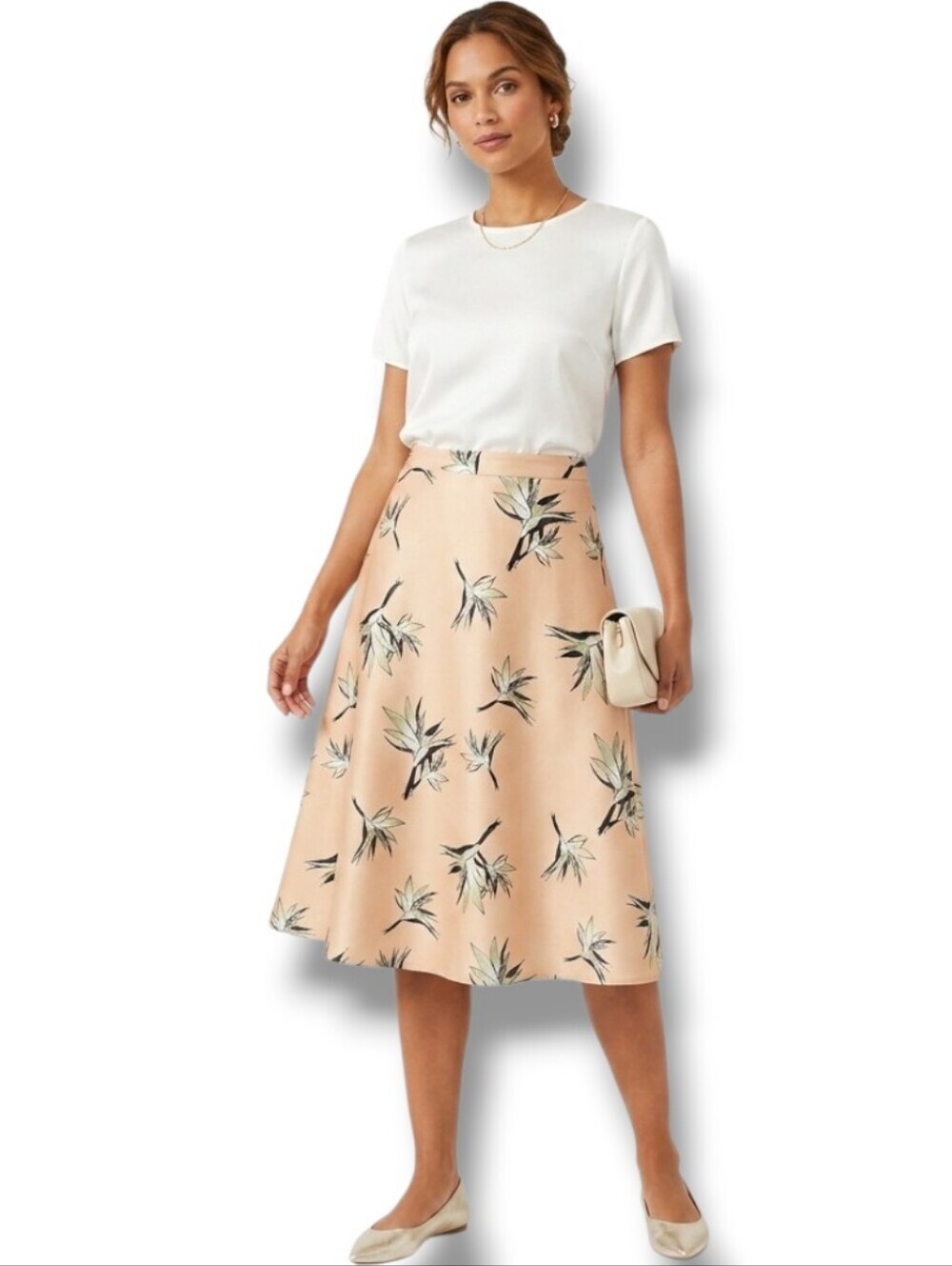 Forever 21 Contemporary Women’s yellow Tropical Floral A-Line Midi Skirt Small